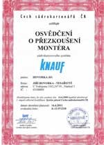 Osvědčení o přezkoušení montéra systému Knauf